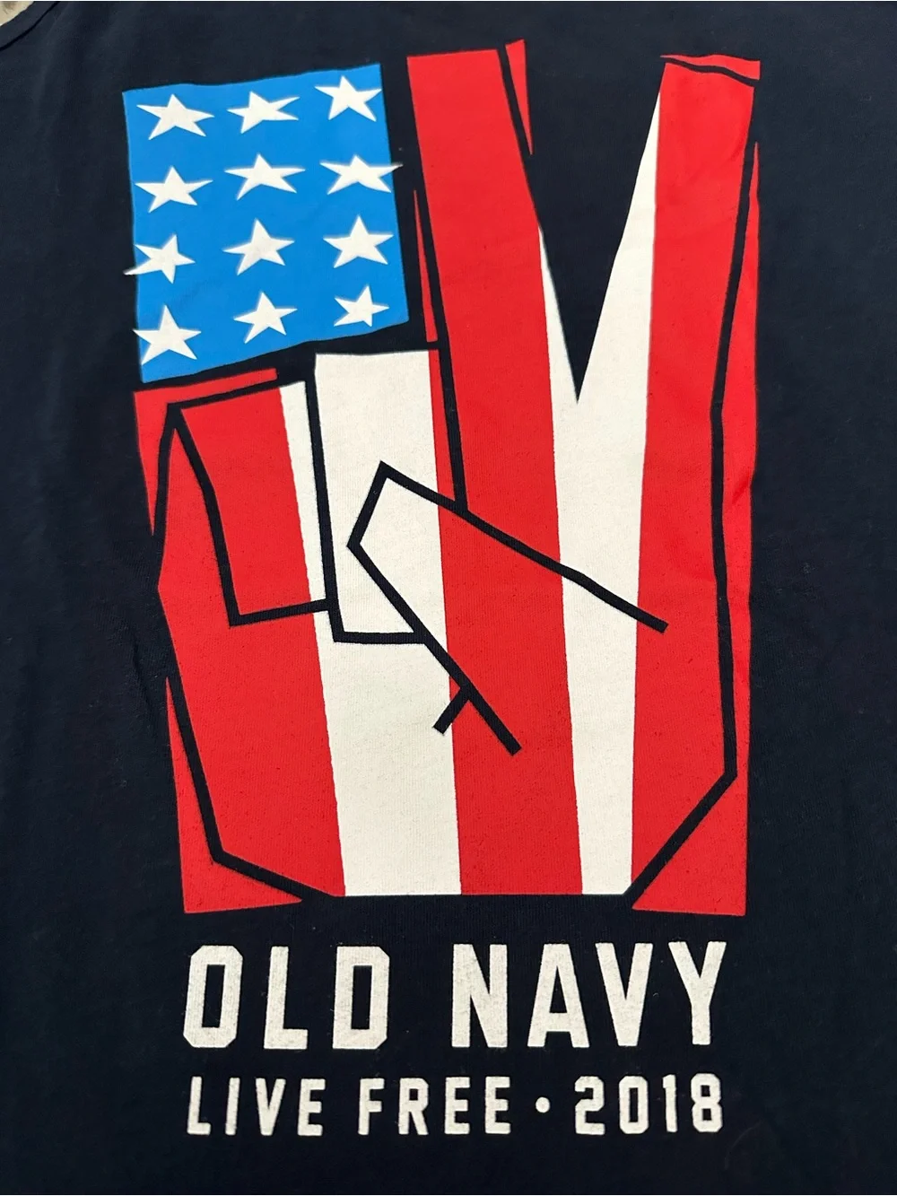 Old Navy Graphic Flag Racerback Tank Peace USA Blue Size XXL 16 Live Free 2018